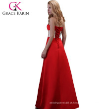 Grace Karin Strapless Long Evening Dress 2015 Sweetheart Red Vestidos de noite CL3421